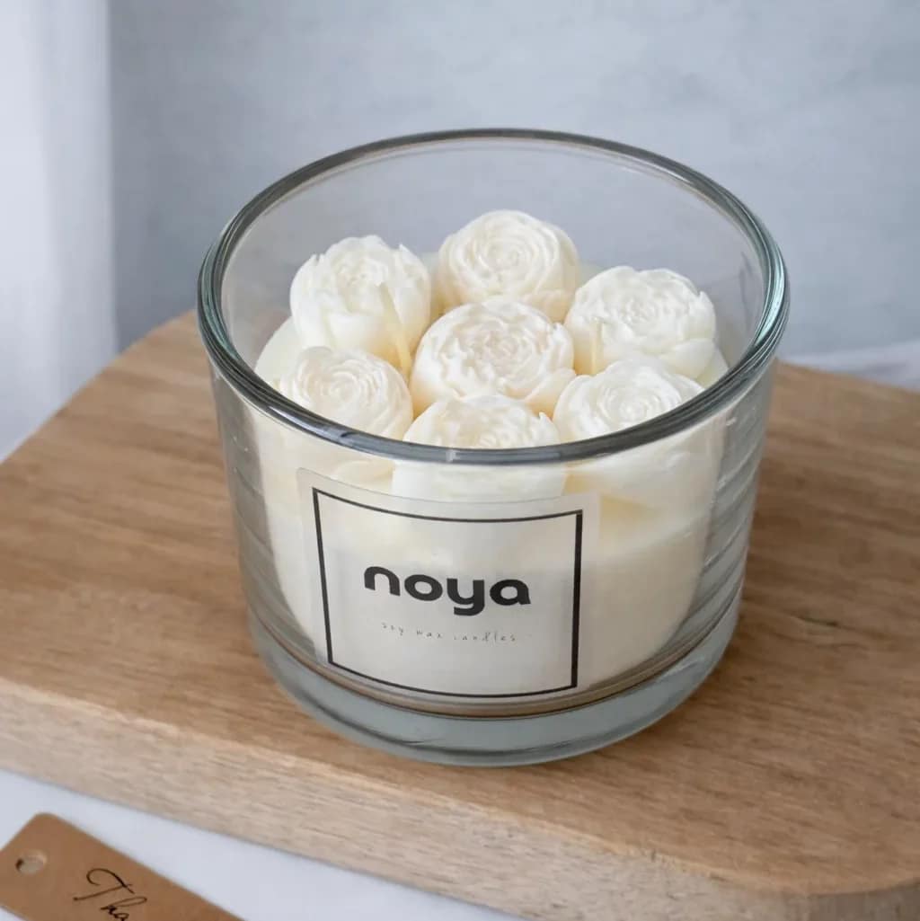 Świeca sojowa w szkle L Piwonie