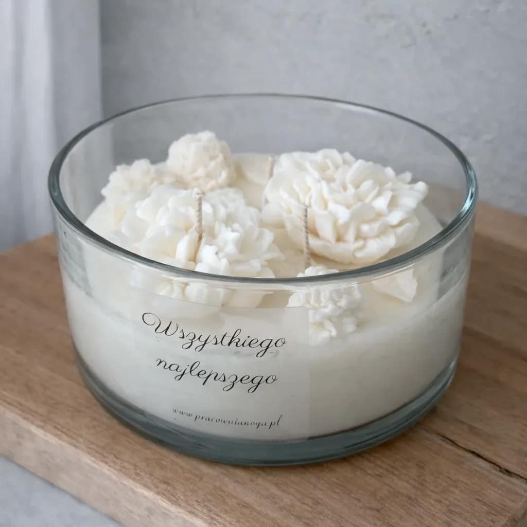 Świeca sojowa w szkle XXL Goździki