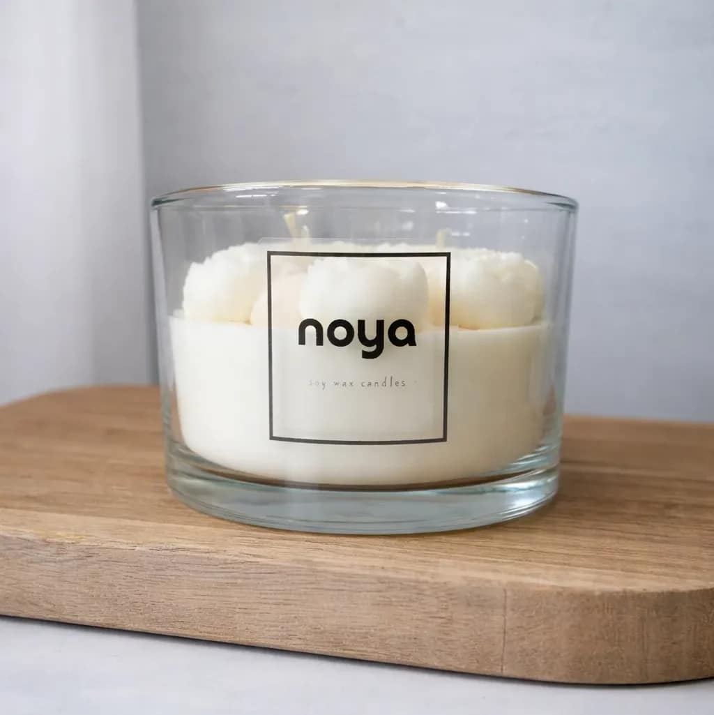 Świeca sojowa w szkle L Piwonie